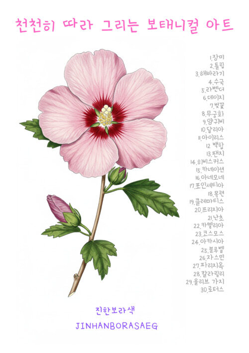 천천히 따라 그리는 보태니컬 아트 - 꽃 30종 보태니컬 아트 이미지와 간단 설명 수록! (커버이미지)